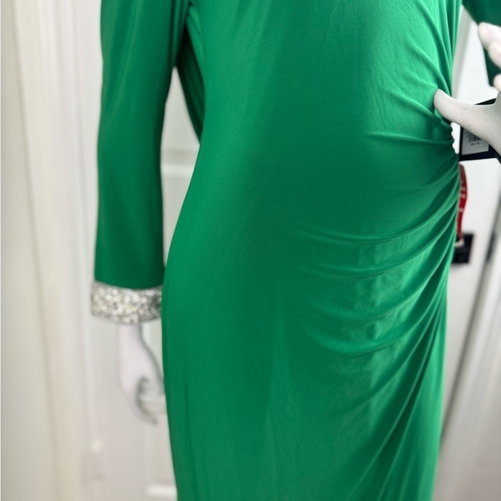 Marina Elegant Green Long Sleeve Dress Size 6. A43 - Picture 10 of 16